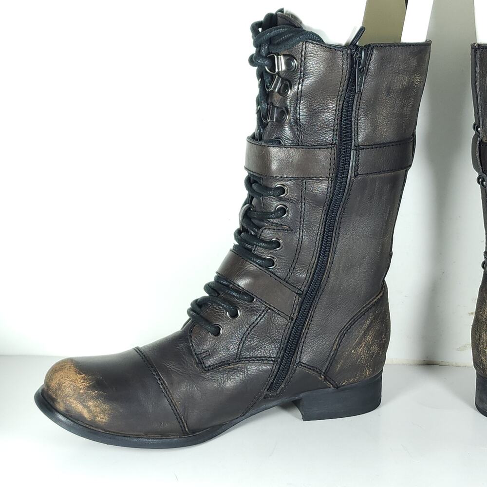 Miz Mooz Women's Melinda US 7,5 Brown Distressed Leather Riding Boots - Picture 5 of 16